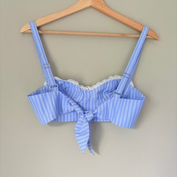 NEW Reformation Pippa Two Piece Set Top Pants Sky Blue Stripe | US 0 UK 4 - Picture 13 of 16